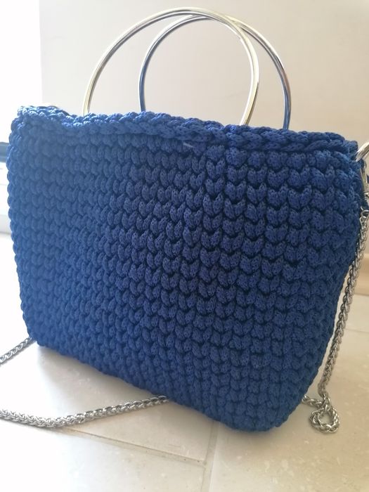Hand made плетена синя чанта