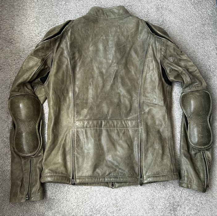 Belstaff  Мото естествена кожа  Дерматинено Зелено Яке  L