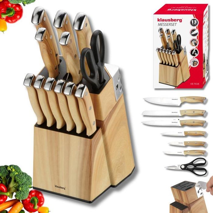 Set cutite de bucatarie din otel inoxidabil cu suport, manere