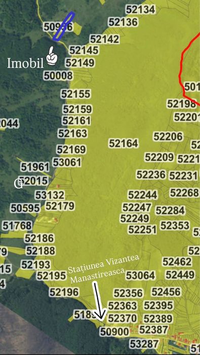 Teren de vânzare – lot împărțit în 3 parcele, ieșire la drum și pârâu
