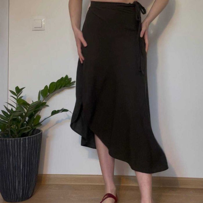 Ленена пола в тъмно-зелен цвят, размер XS-S