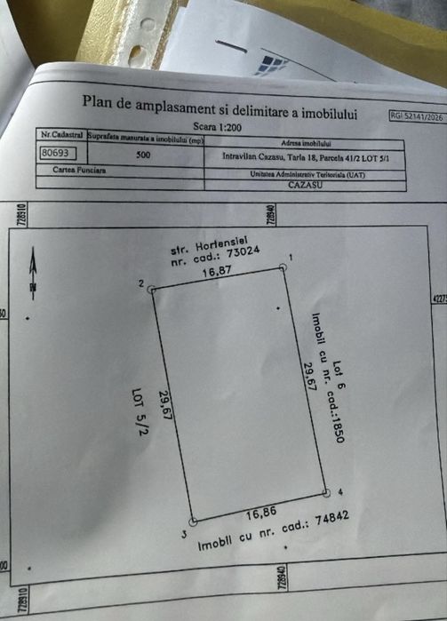 De vanzare teren intravilan in Cazasu