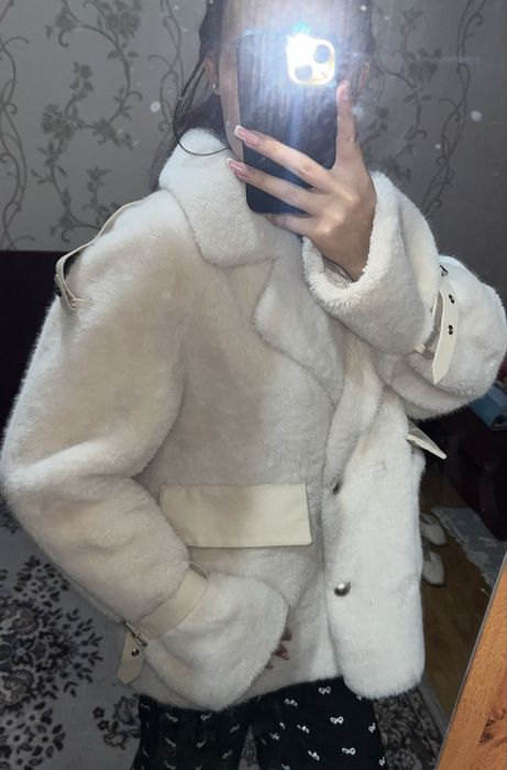 Эко шуба в белом цвете
