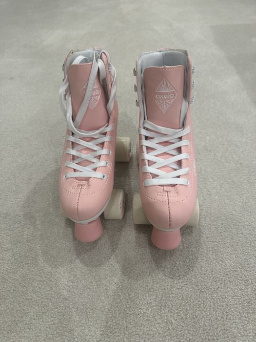 OXELO РОЛКОВИ КЪНКИ QUAD за фигурно пързаляне, розови за момиче