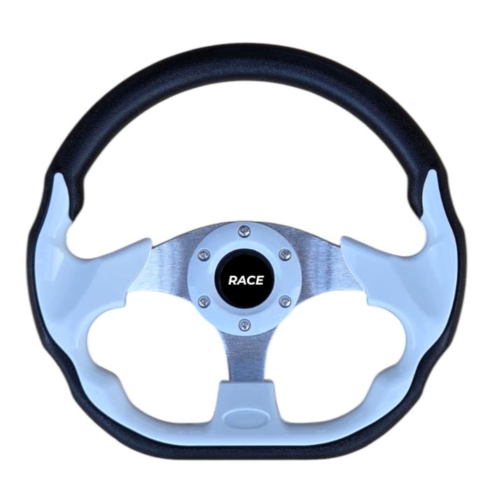 Volan sport alb universal cu buton de claxon