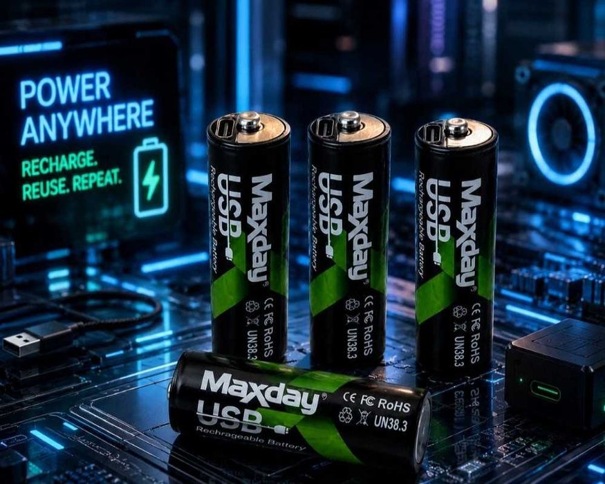 Set 4 baterii AA Li-ion 1.5V 440mAh reincarcabile USB-C 5V