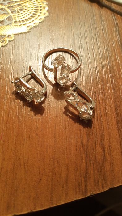 Серьги и кольцо медицинский сплав