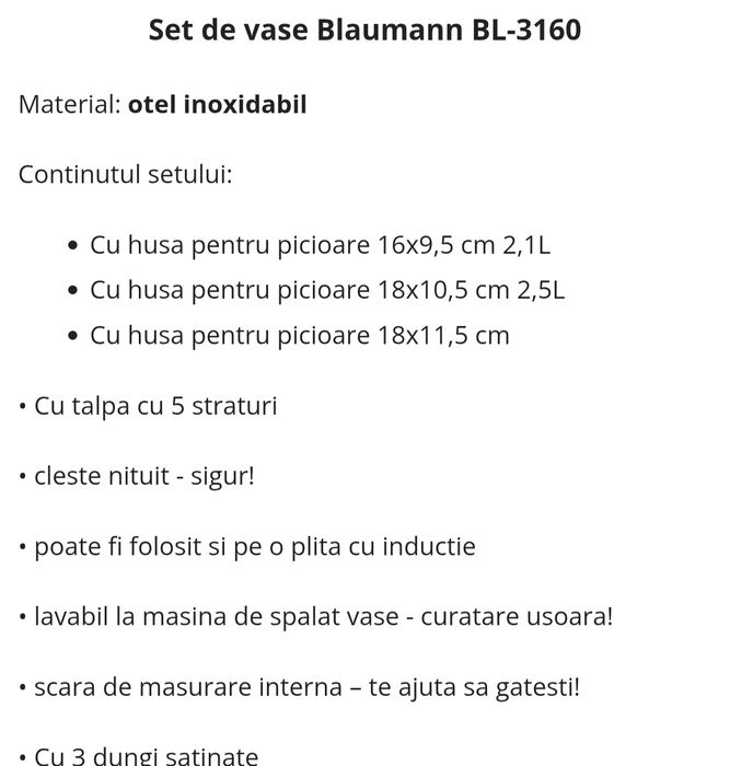 Set oale inox blaumann