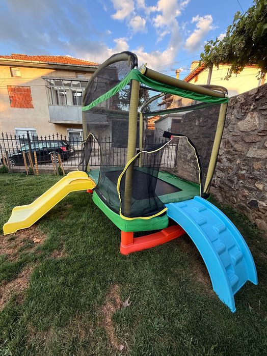 Голям батут Chipolino - Playground, с пързалка, 200 cm, зелен