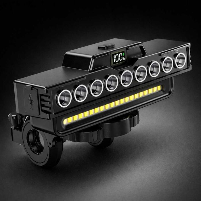 Ултра ярка 9 LED + 21 SMD светлина за велосипед, Фар, Клаксон, Батерия