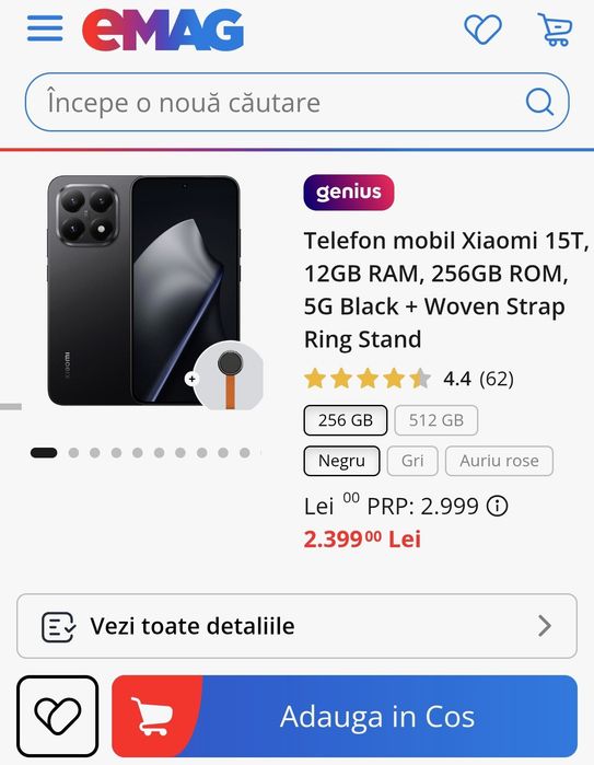 XIAOMI 15T 5G Black 12/256 GB Dual Sim ca nou,fullbox !