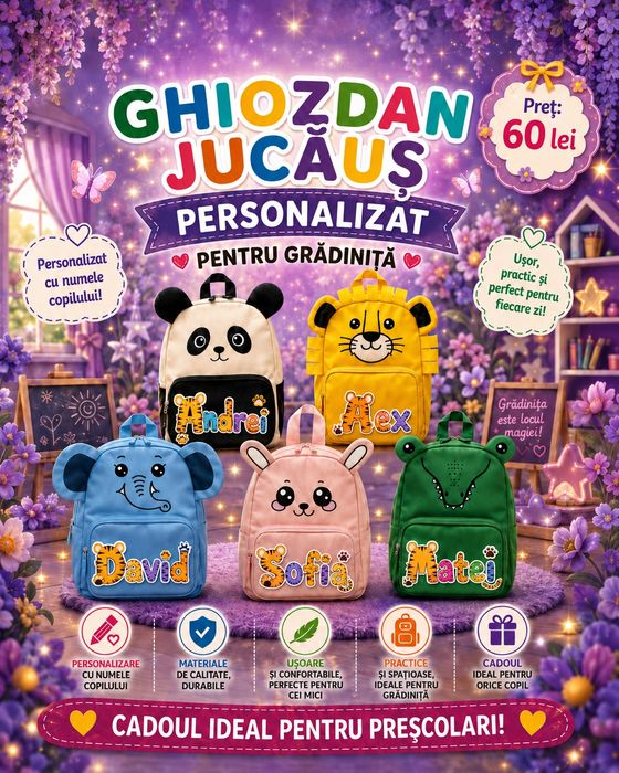 Ghiozdan jucăuș grădinița