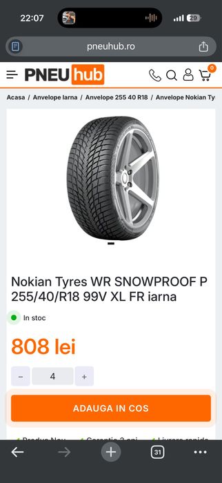 Anvelope nokian wr snowproof 225/45/18 255/40/18