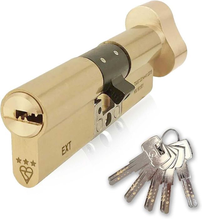 Butuc Încuietoare de usa cu Spectre din alamă, 40 mm (rotație) / 40 mm (cheie) (80 mm), cu cilindru de ușă