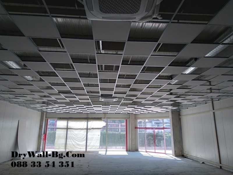 Растерни тавани, Гипсокартон, Шпакловка,Боядисване с латекс.