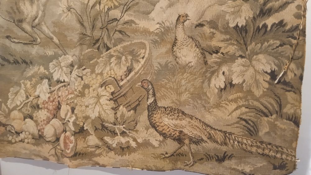 Tapiserie J.B. Oudry Beauvais-Franta, tesut jacquard, caprioare/fazani