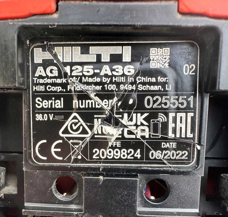 Hilti AG 125-A36 ATC - Безчетков мощен ъглошлайф 2x36V 5.2Ah 2022г.