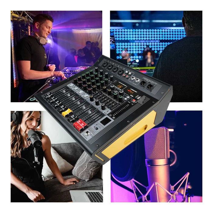 Mixer audio activ 2 x 450W 4 canale Stereo canal Amplificat 16 Efecte DSP Bluetooth USB Egalizator