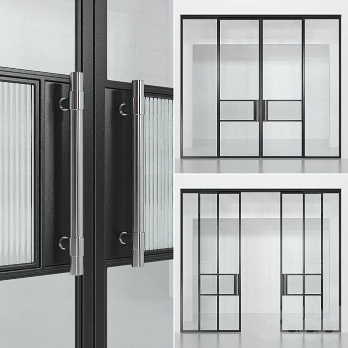 Лофт двери из металло каркаса со стиклом