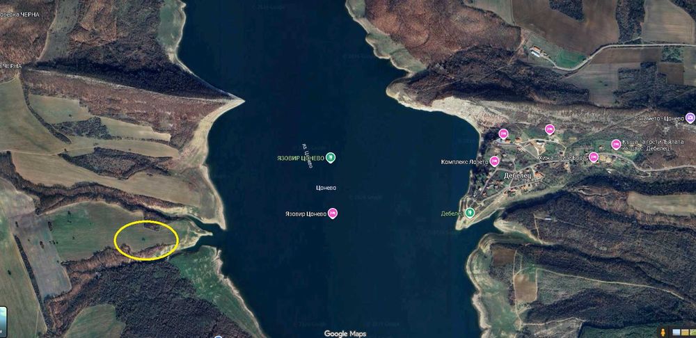 Имот до с. Дебелец, яз. Цонево – 100 м от водата, Гледка, Риболов