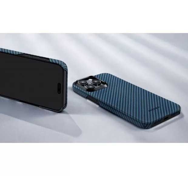 Чехол Pitaka MagEZ Case 4 | iPhone 15 Pro Max | Black/Blue Twill