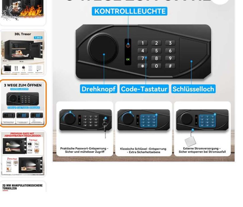 Seif electronic ignifug 30 L
