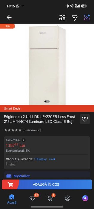 Vand urgent Frigider nou LDK bej