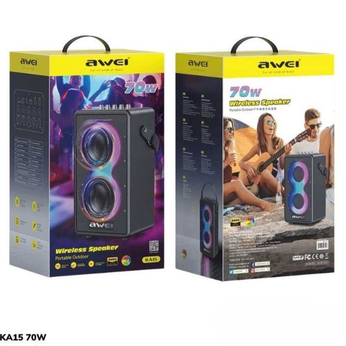 Awei KA15 — мощная колонка 70 Вт с RGB-подсветкой. Есть доставка