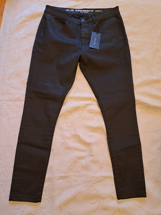 Pantaloni C&A Prenuum  denim ceruit,,efect piele42 si 44,model Balman
