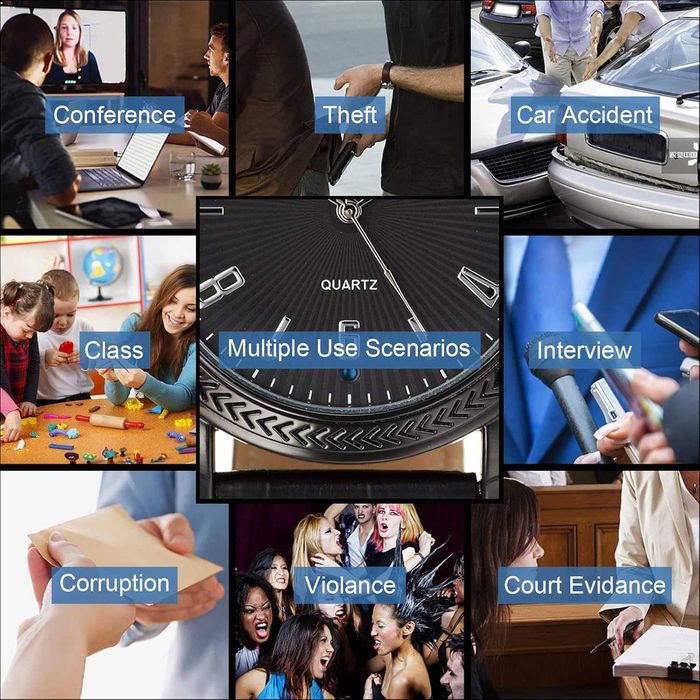 Шпионски часовник - камера Menborn с черна кожена каишка