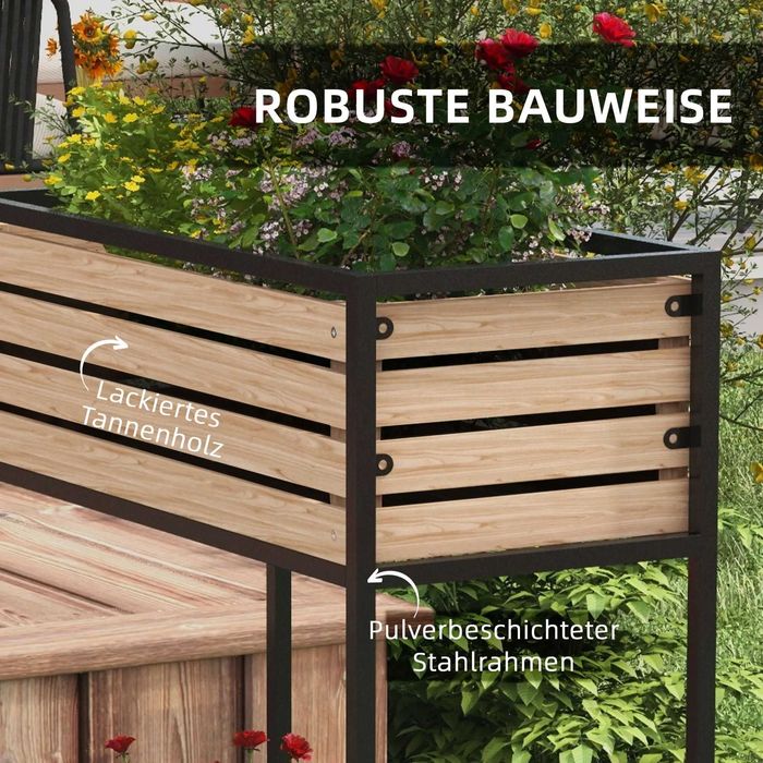 Повдигната леха за цветя Outsunny, 3 саксии