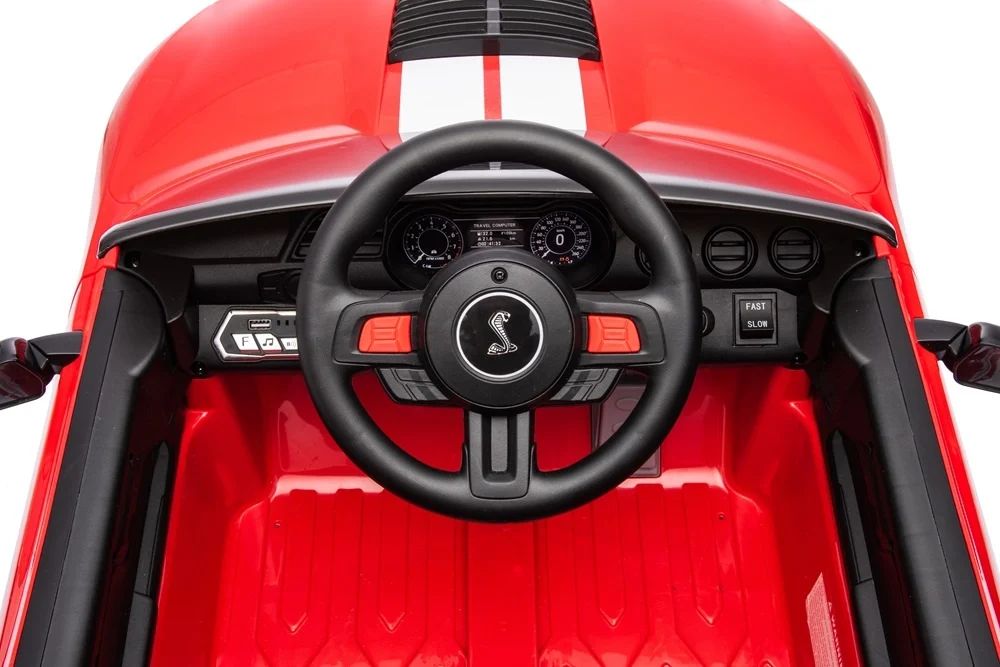 Ford mustang gt500 12v - детска акумулаторна кола, червена, eva гуми