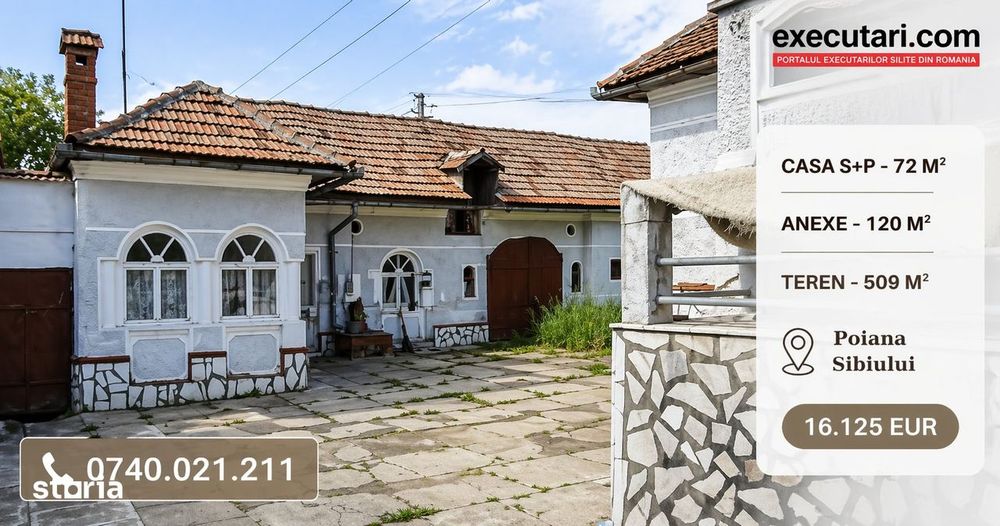 Casa S+P - 72 m² + Anexe - 120 m² + Teren - 509 m², Poiana Sibiului