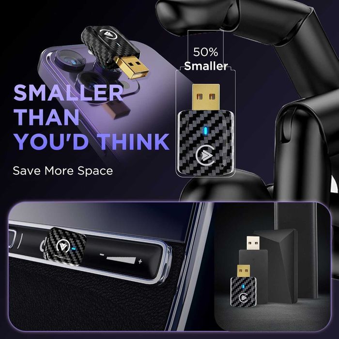 Безжичен CarPlay Android Auto адаптер U2AC-01 5GHz WiFi USB