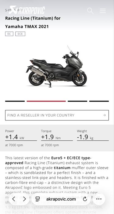Evacuare NOUA completa Akrapovic Titanium Racing Line Yamaha Tmax 560 2020 2026