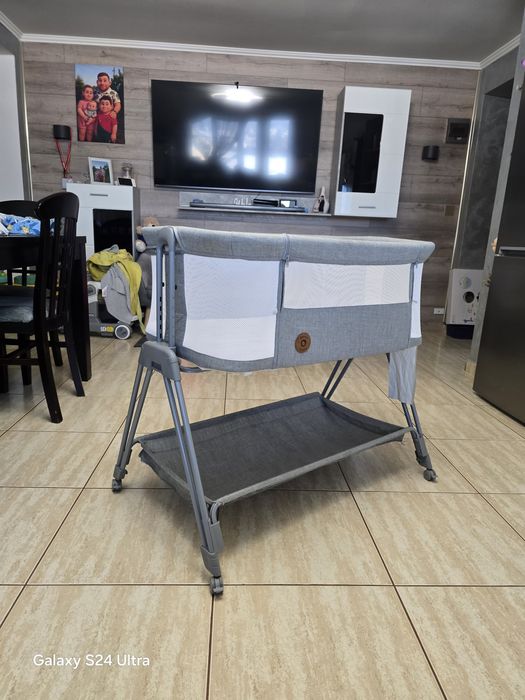 Patut co-sleeper pentru copii Lionelo Luna 2 in 1, reglabil pe 6 pozit