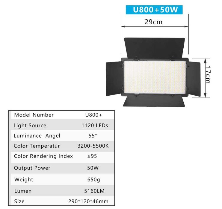 Постоянно LED осветление 50W – LED панел със статив, батерии и дистан.