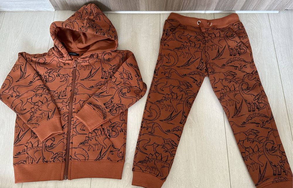 Hanorac și pantalon băiețel cu dinozauri, BLUE SEVEN, mărimea 98, Nou