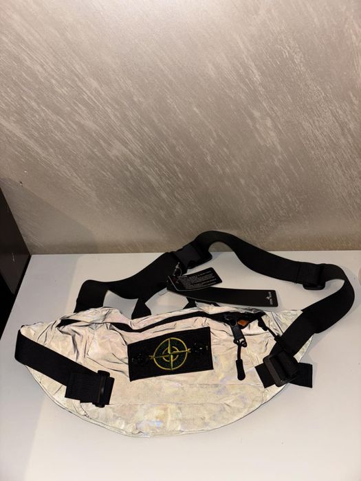 Stone island silver reflective bag