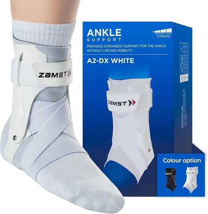 Чисто Нова Професионална Ортеза за Глезен Zamst A2-DX WHITE (Размер M - За ЛЯВ крак)
