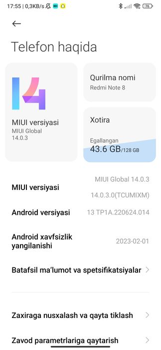 Redmi Note 8  sotiladi