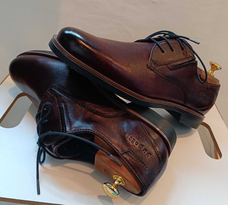 Pantofi derby 41 plain toe premium Bugatti NOI piele naturala moale