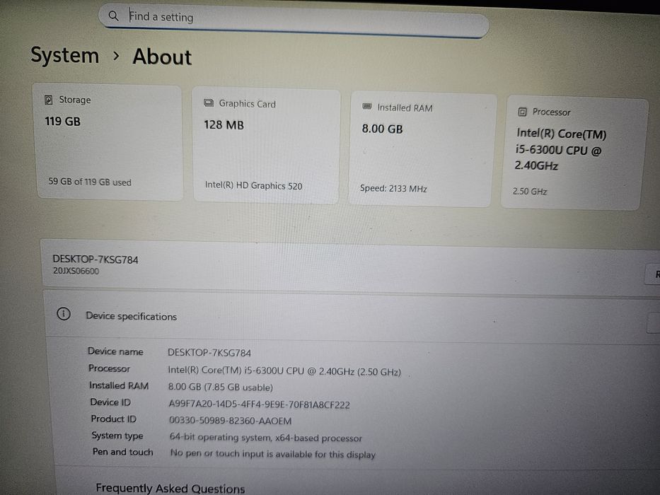 Lenovo Thinkpad T570 i5 gen6