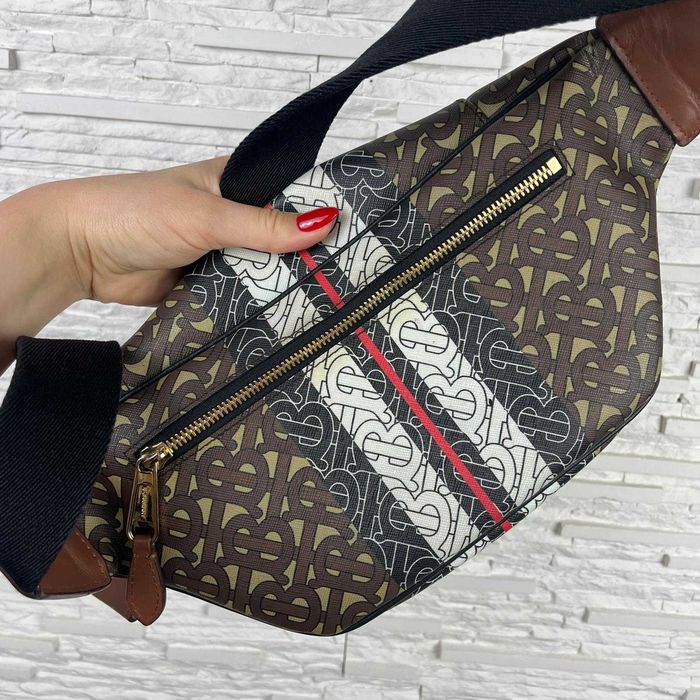 Burberry Monogram Stripe Leather Body Bag