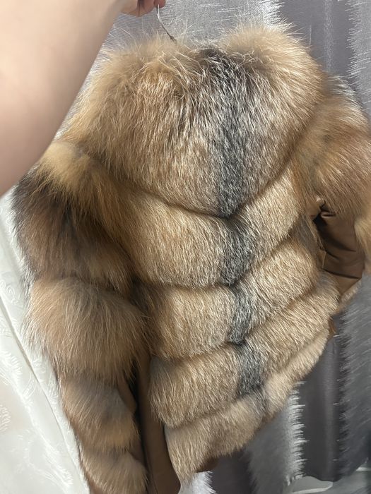 Haina de blana vulpe naturala plus gluga