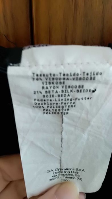 Pantaloni EmporioArmani, catifea din matase, negri cu ape, L/44