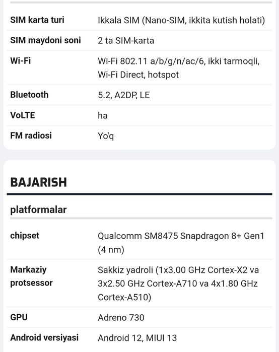 Xiaomi 12 S Pro holati ideal karobka dakument zaryadka hammasi bor