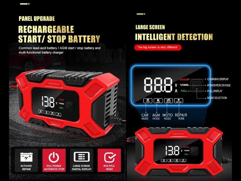 Автоматично Smart Смарт Импулсно Зарядно за Акумулатор 12V 6A