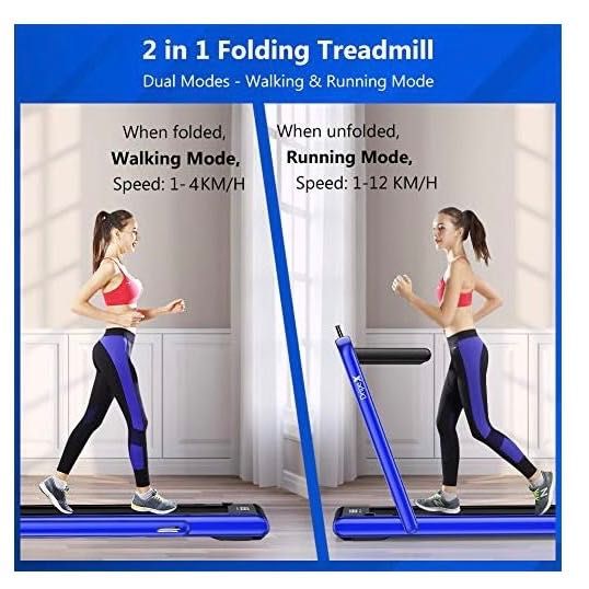 2в1 Сгъваема бягаща пътека с Bluetooth - синя