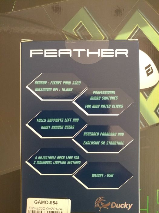 Нова Ducky Feather Gaming Mouse, ARGB, Kailh + Нов Пад Endgame MPJ450